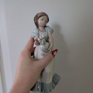 Elegant Porcelain Girl with Goose Figurine
